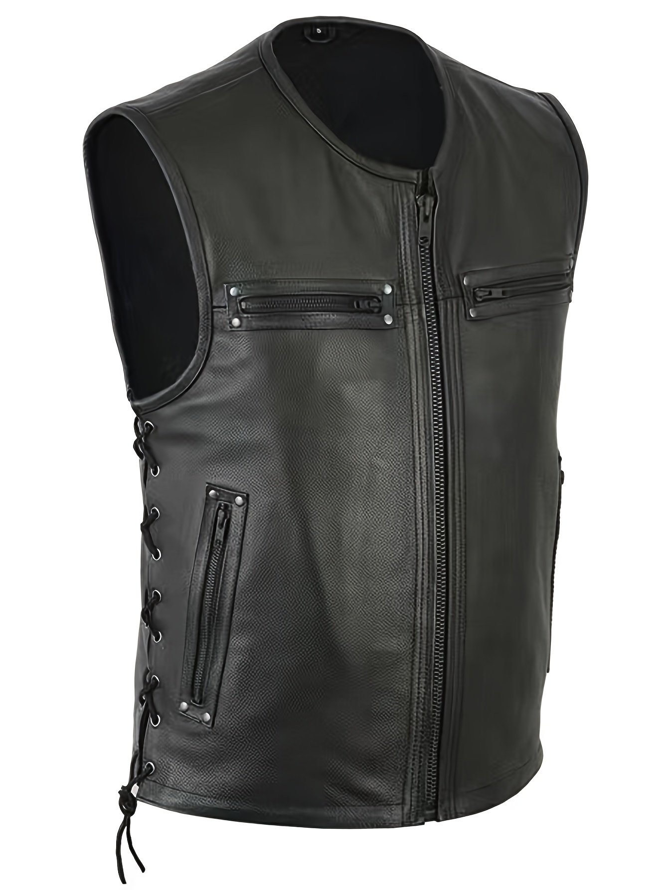 Men Solid Color Vest Motorcycl – Leather Work Vest For Men recenzja i cena