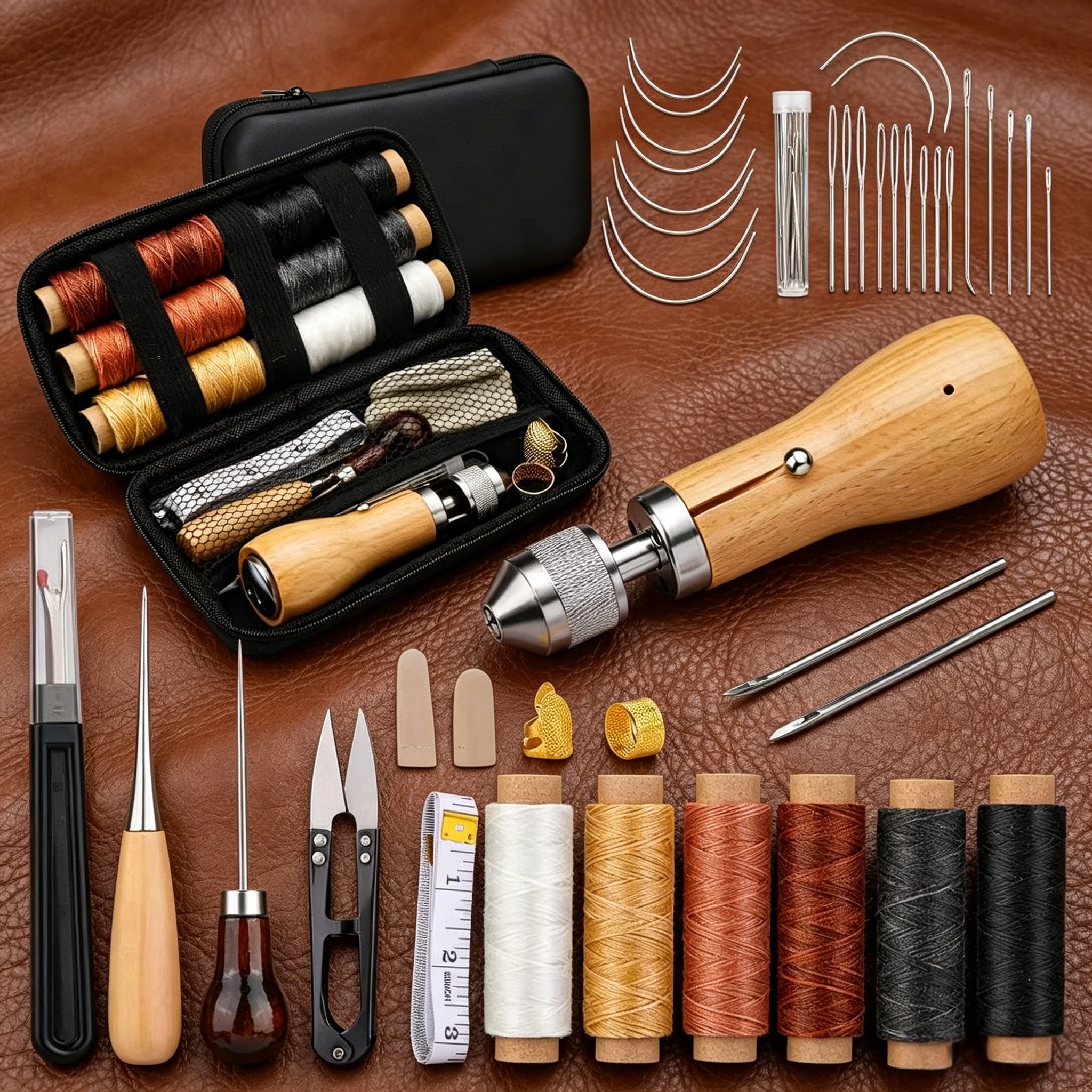 Portable leather tool set, lea – Waxed Thread Linen recenzja i cena