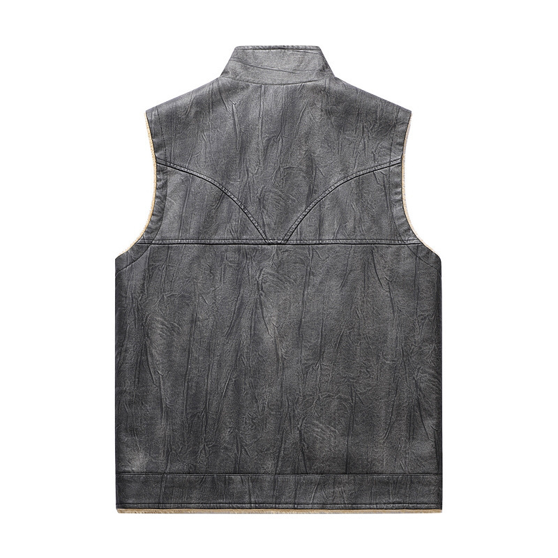 Autumn and Winter New Plush PU – Leather Work Vest For Men recenzja i cena