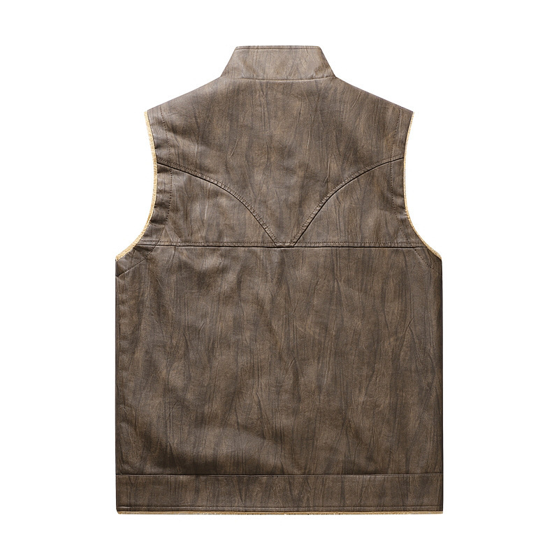 Autumn and Winter New Plush PU – Leather Work Vest For Men recenzja i cena
