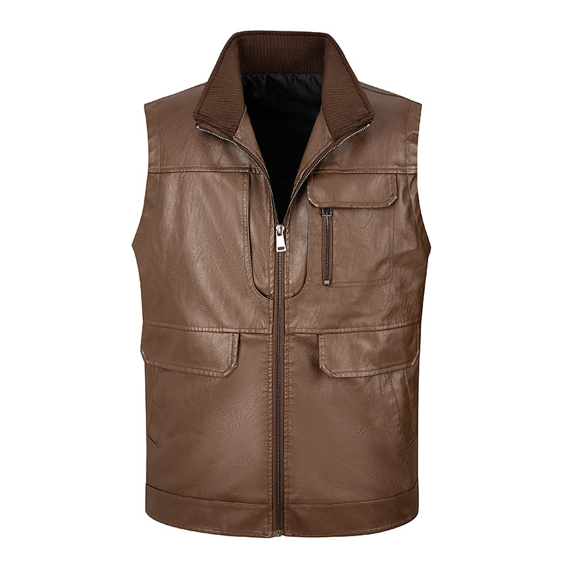Men's leather vest, thin stand – Leather Work Vest For Men recenzja i cena