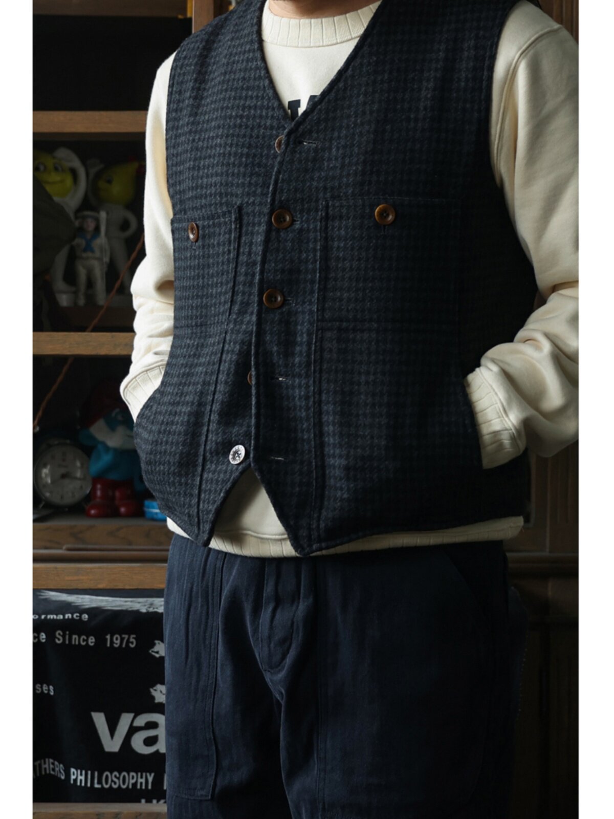 Secondorder FW24 Vintage Wool  – Leather Work Vest For Men recenzja i cena