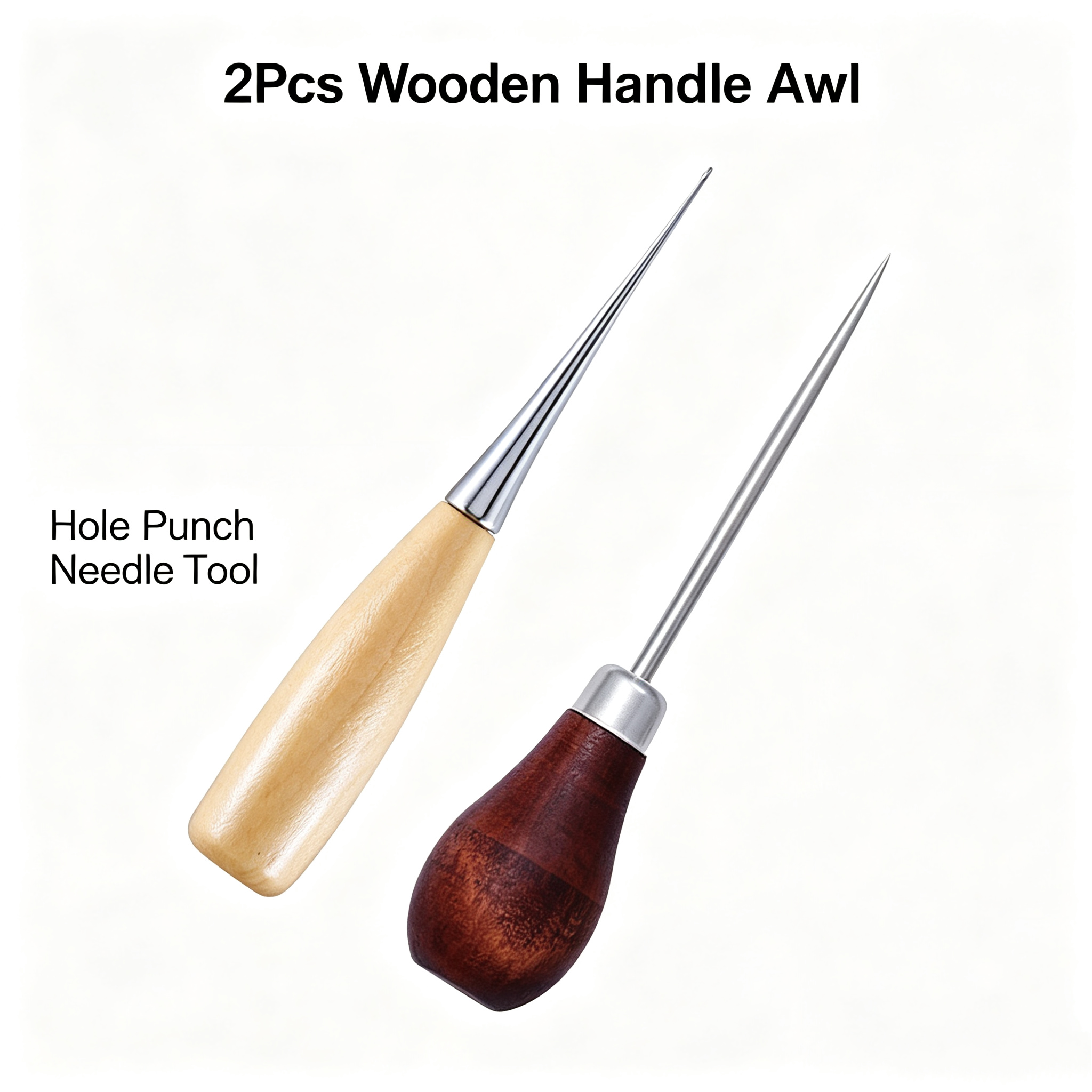 2Pcs Wooden Handle Sewing Awl  – Leatherwork Hand Sewing Needles recenzja i cena