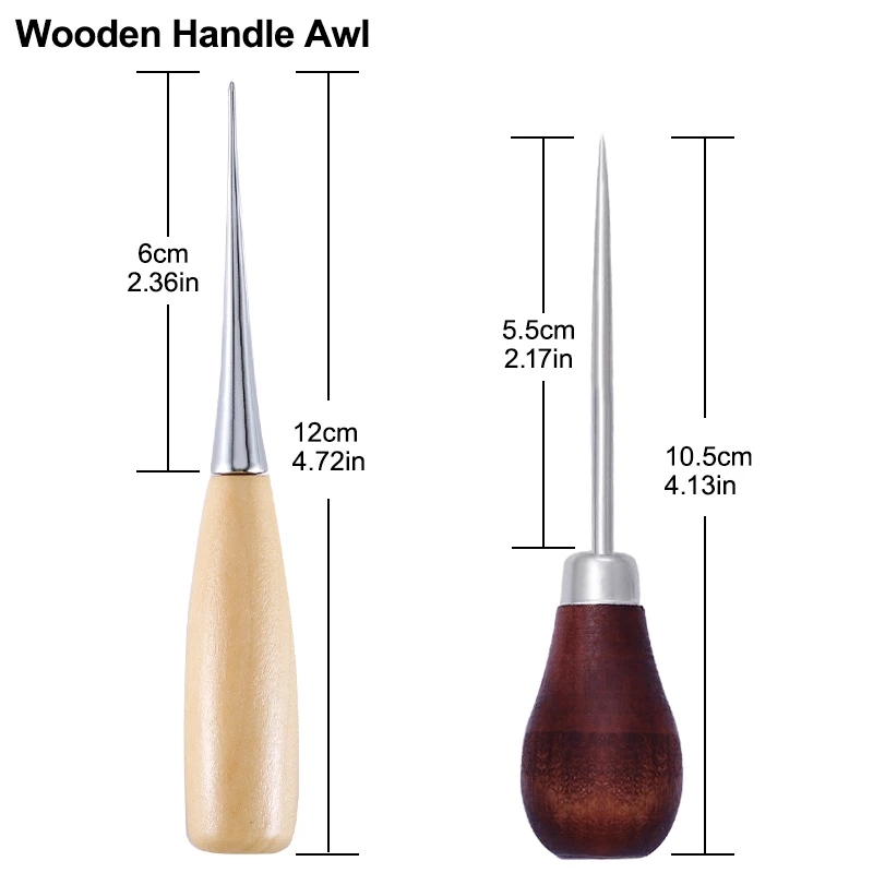 2Pcs Wooden Handle Sewing Awl  – Leatherwork Hand Sewing Needles recenzja i cena