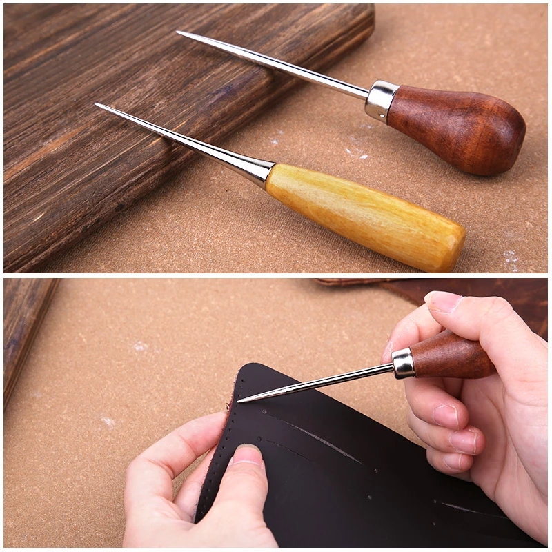 2Pcs Wooden Handle Sewing Awl  – Leatherwork Hand Sewing Needles recenzja i cena