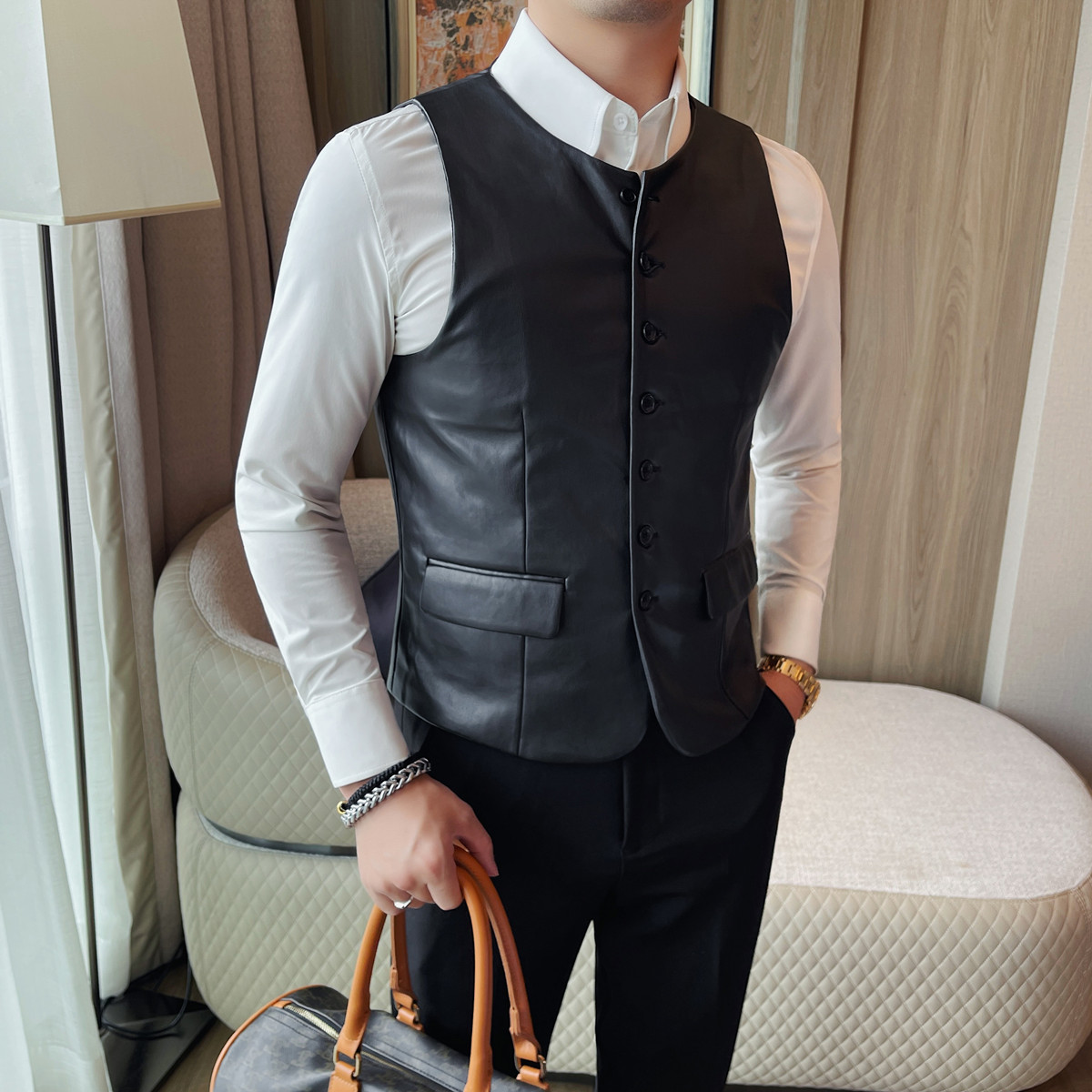 2025 Autumn Men's Casual Leath – Leather Work Vest For Men recenzja i cena