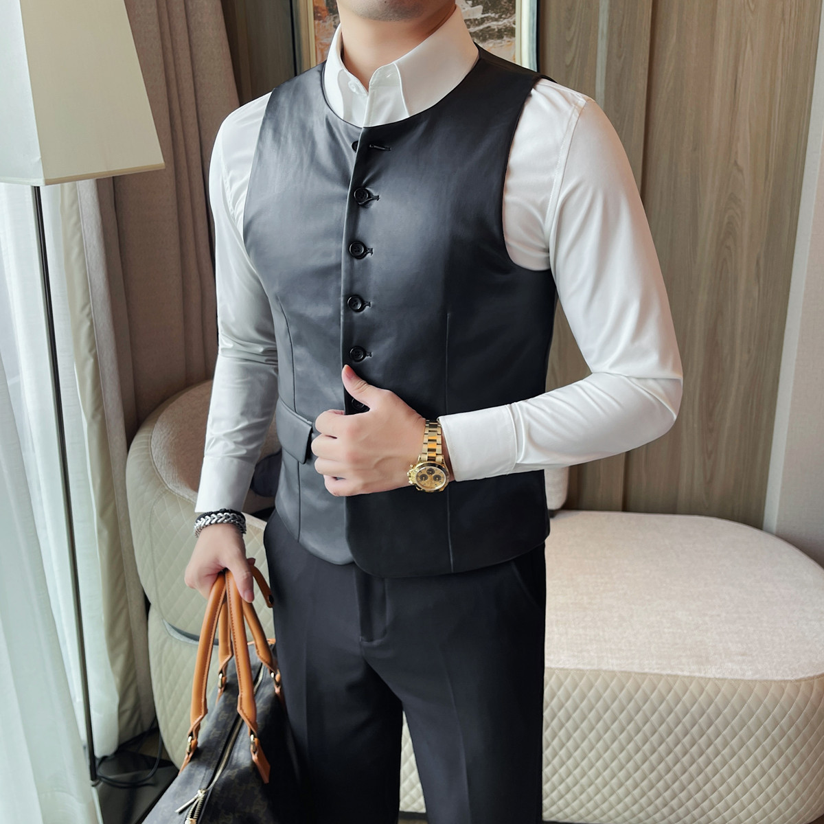 2025 Autumn Men's Casual Leath – Leather Work Vest For Men recenzja i cena
