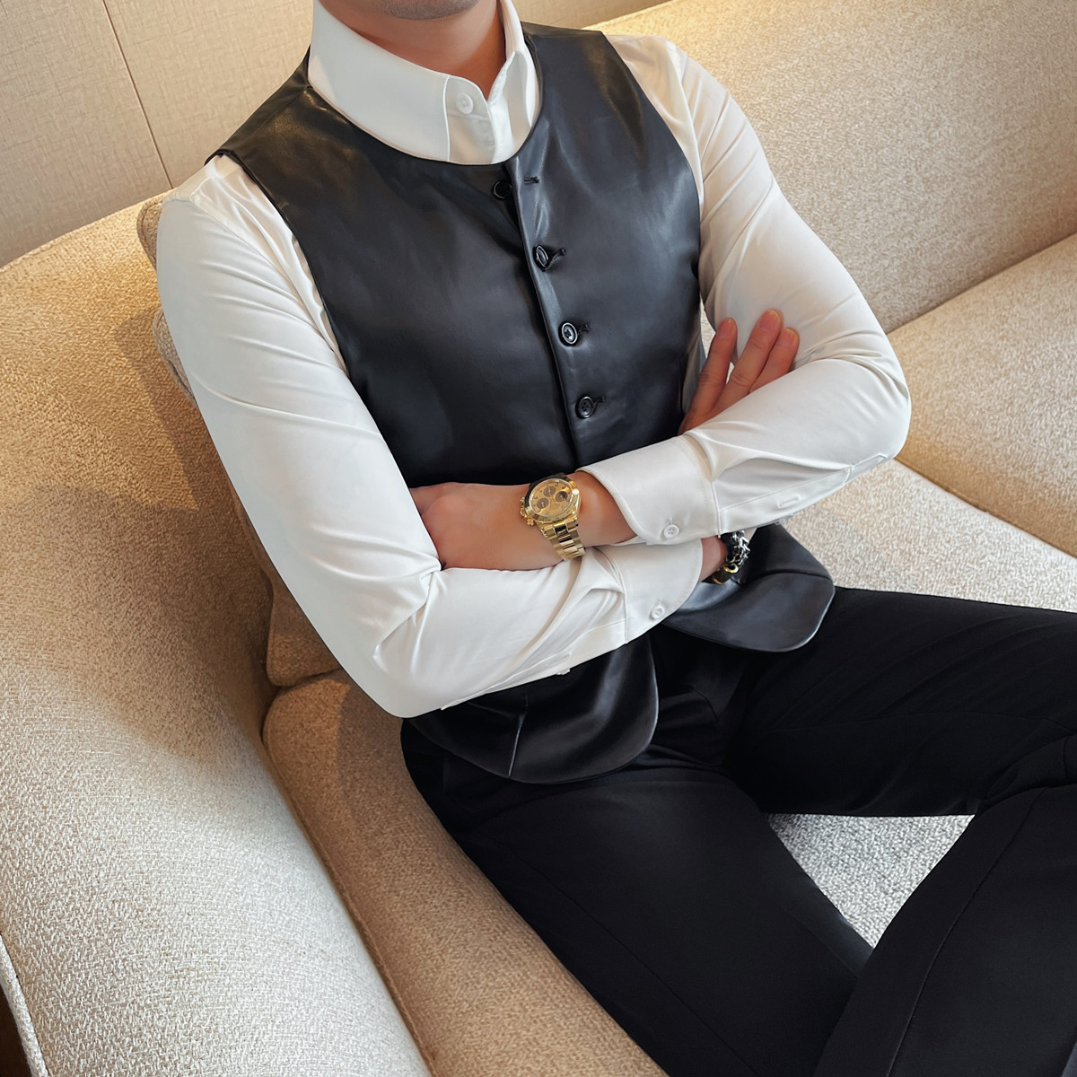 2025 Autumn Men's Casual Leath – Leather Work Vest For Men recenzja i cena