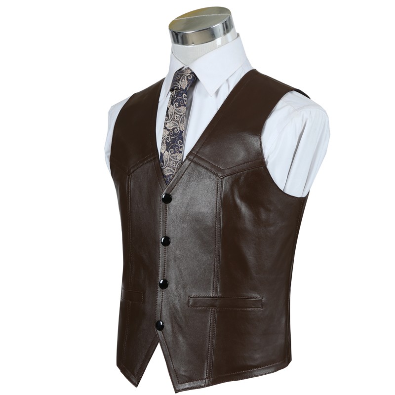 Genuine Leather Sheepskin Vest – Leather Work Vest For Men recenzja i cena
